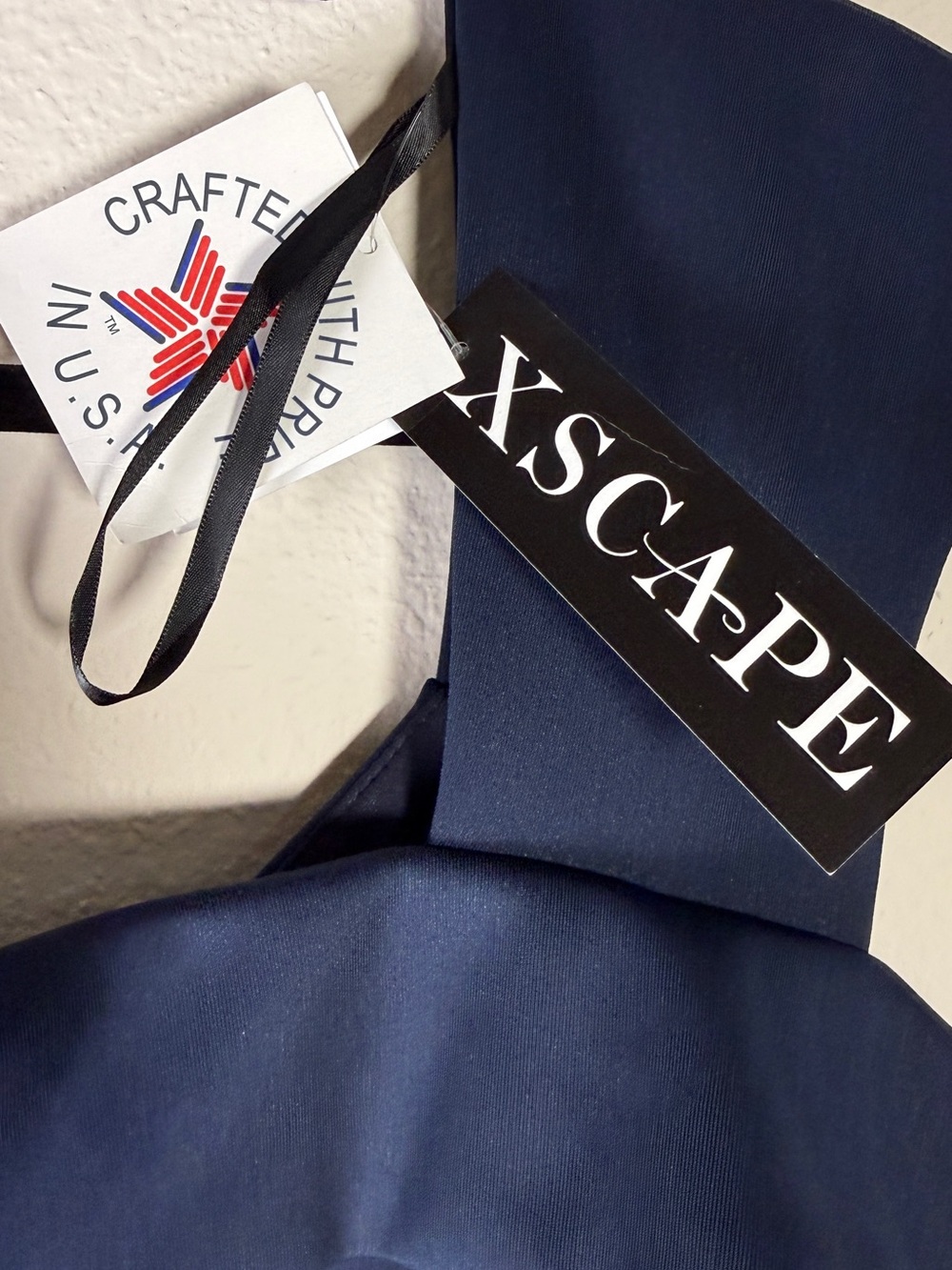 XSCAPE Navy Blue Ruched Maxi Dress 14 NWT Formal Evening Wedding Guest Gown - Picture 3 of 13
